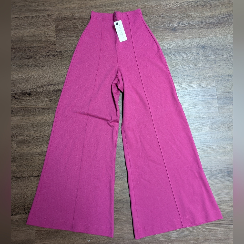 Ripley Rader Ponte Knit Wide Leg Cropped Pants, Size 2/Small Fuscia